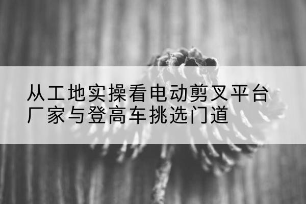 菏泽电动剪叉升降平台厂家-从工地实操看电动剪叉平台厂家与登高车挑选门道